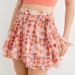 Aerie  Chiffon Ruffle Wrap Mini Micro Skirt | Vibrant Floral | XL Photo 0