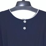 J. Jill Womens Crew Neck Buttoned Back Short Sleeve Knit Blouse Navy Size XL NWT Blue Photo 3
