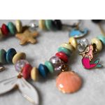 Source Unknown By The Sea Colorful Beaded Multi Charms Copper Tone Snake Chain 24" Necklace Photo 4