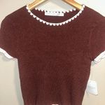 Altar'd State Brown Knit Tee with Pink Trim Photo 1