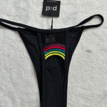 Pacific & Driftwood Taste the Rainbow Bikini Bottom Black Womans Large NWT Photo 0
