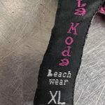 La Playa Black and Maroon Striped Sheer Swimsuit Cover Up Photo 3