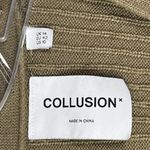 Collusion Olive Green Striped Cropped Cardigan Sweater Size 10 Photo 2