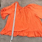 Catherines 4X Orange Crinkle Gauze Peasant Blouse Crochet Trim Plus Size Top Photo 3