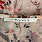 T Tahari Shirt Womens Medium Pink Floral Bell Sleeve Tasseled Tie Top Bloomcore Photo 6
