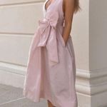 ZARA VOLUMINOUS MIDI DRESS WITH BOW BELT PINK Photo 8