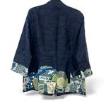 CITRON Santa Monica XL patchwork kimono jacket Blazer Top Silk Button Up Down Blue Photo 3