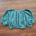 Apiece Apart  Forest Green Cotton Gauze Blouse Size XS Photo 5