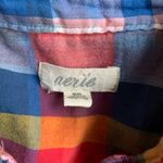 Aerie belted tunic multicolored plaid long sleeve button-up shirt Photo 1