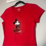Disney Walt  World Mickey Mouse T-Shirt Glitter Red Size Large Womens Photo 0