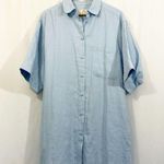 Man in the Studio 100% Linen Lagenlook Button Down Shirt Dress in Blue Size M Photo 1