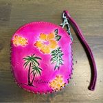 Hawaiian Coin Zip Wallet Purse Wristlet Pink Resort Palm Tree Vacation Tooled Photo 0
