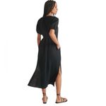 Marine layer - Erin Shirt Dress Black Crinkle Cotton Midi Sz L Photo 2