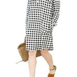 J.Jill  Gingham Buffalo Plaid Checkered Tunic Rolled Sleeves Shirt Dress S Tall Photo 0