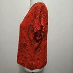 Worthington Y2K Orange Floral Lace V-Neck Top Black Trim Romantic Indie Fairy Photo 2