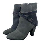 Ann Taylor Loft Gray Suede Leather Buckle Ankle Boots Photo 0