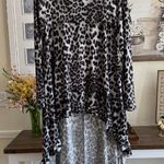 Oversized High Low Leopard Print Tunic Top Asymmetrical Layered Ruffle Modest Black Photo 0