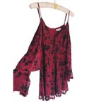 Honey Belle Velvet Burnout Cold Shoulder Mini Dress Small Red Ruffle Sleeve Whimsigoth Fairy Photo 3