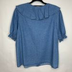 Bonjour Vintage  Denim Chambray Ruffle Top Sz Large Photo 1
