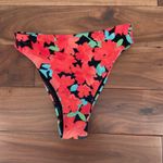 Lulus Floral Print High Waisted Bikini Bottoms Red Black Blue Size M Photo 1
