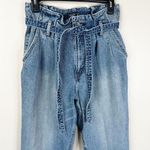 Abercrombie & Fitch Mom Jeans Blue Belted Paper Bag Waist High Rise Size 29/8 Photo 2