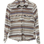 Shyanne  Flannel Button Up Shirt Womens Med Pastel Check Plaid Cotton Lace Trim Photo 0