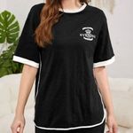 SheIn Sleep Shirt Size Large Black & White 100% Cotton Photo 0