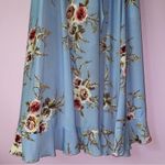 Light Blue Wrap Dress XL Rose Floral Print Short Sleeve V Neck Ruffle Hem Photo 7