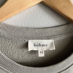 Bohme light green abstract pullover puff shoulder sweatshirt neutral cozy fall Photo 2