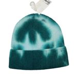 Forever 21 Green White Ribbed Tie Dye Beanie Hat Photo 0
