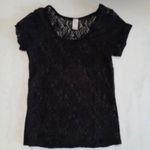 Material Girl Black Short Sleeve Lace Top, Sz Medium Photo 0