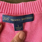 Brooks Brothers  346 Pink With Navy Blue Stripes Sweater Work Casual Sz L Photo 5