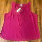 Worthington  NWT Top 1X Fuchsia Sleeveless Blouse V cut front Lightweight Photo 0
