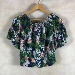 Polly & Esther Tropical Floral Smocked Off The Shoulder Crop Top XS Photo 3