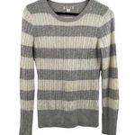 Aphorism Cable Knit Sweater Crewneck Grey White Stripe Medium Photo 0