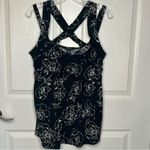 Torrid  1 Black White Rose Print Tank Top Criss Cross Straps Babydoll Photo 9