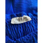 Wide Leg Blue Jumpsuit XL Smocked Halter Adjustable Strap Tie Waist Pockets Photo 7