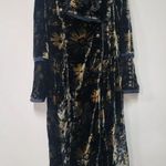 Free People Hazel Duster Velvet Coat Floral Print Black Gold Brown Lined M H Photo 4