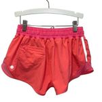 Lululemon Womens Drawstring Flat Front Running Athletic Shorts Coral Pink Size 6 Photo 3