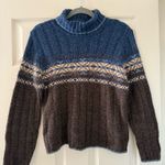 Fashion Bug Brown & Blue Nordic Style Mockneck Knit Sweater  Photo 2
