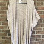 Chris & Carol Light Taupe & Gray Open Front Short Sleeved Cardigan Photo 0