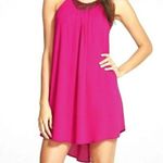 ASTR  Embellished Shift Dress Pink Open Cut-Out Strappy Back Magenta Chiffon Mini Photo 0