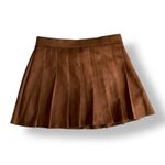 Haute Monde Faux Suede Pleated Mini Skirt Size L Brown Rust Schoolgirl Y2K Fall Photo 5