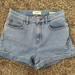 PacSun Mom Shorts Medium Wash Blue Denim Cuffed High Waisted Jean Short Size 28 Photo 0