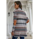 GRAY PINK BLACK WHITE MULTI PRINT ELBOW PATCH CARDIGAN SIZE 2XL 18 Photo 5