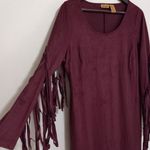 Wrangler L Western Cowgirl Fringe Long Sleeve Faux Suede Mini Dress Photo 4