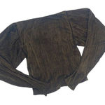 Moon River NWT Moon River Womens Metallic Ribbed Boat Neck Puffy Sleeve Top Black Gold XS Photo 0