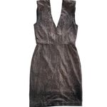 SIGNATURE8 Dress Womens Small Bronze Metallic V Neck Sleeveless Sheath Sparkle Silver Photo 2