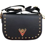 Valentino Orlandi Black Studded Vegan Leather Crossbody Bag and Coin Purse Photo 1