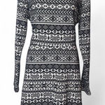 Massini  black white geometric long sleeve knee length dress EUC woman’s large Photo 0